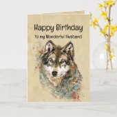 Gefeliciteerde verjaardag echtgenoot Wolf, Wolven Kaart (Gele Bloem)