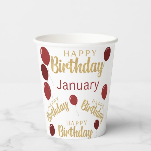 Gefeliciteerde verjaardag Januari verjaardagen Pap Papieren Bekers (Achterkant)