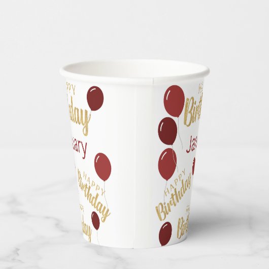 Gefeliciteerde verjaardag Januari verjaardagen Pap Papieren Bekers (Rechts)