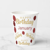 Gefeliciteerde verjaardag Januari verjaardagen Pap Papieren Bekers (Voorkant)