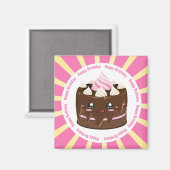 Gefeliciteerde verjaardagschocolade kawaii cake magneet (Voorkant / Achterkant)