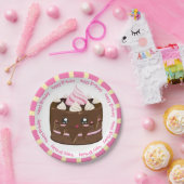 Gefeliciteerde verjaardagschocolade kawaii cake papieren bordje (Feest)