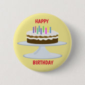 Gefeliciteerde verjaardagstaart, kaarsen ronde button 5,7 cm (Voorkant)