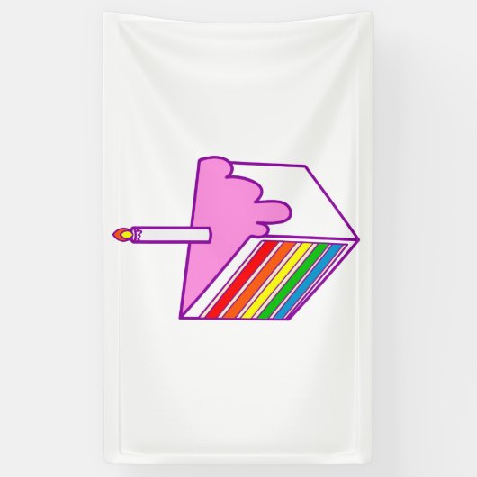 gefeliciteerde verjaardagstaart spandoek (Verticaal)