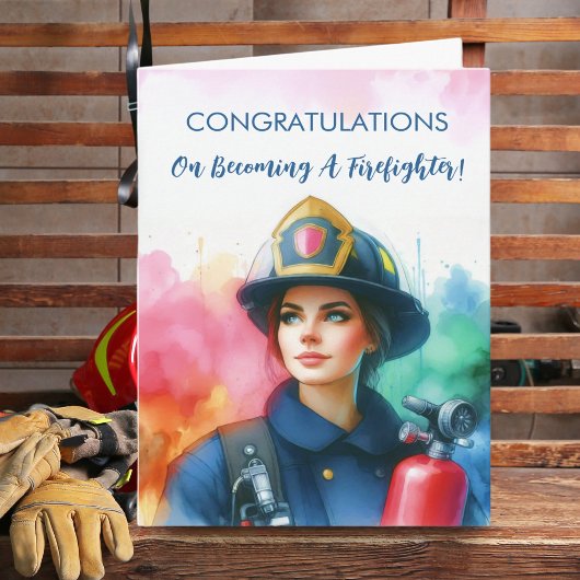 Gefeliciteerde vrouw brandweerman kaart