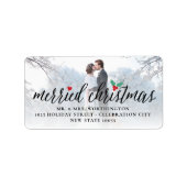 Gefelriteerd kerstfeest Holly Mistletoe Foto Adres Etiket (Voorkant)