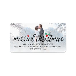 Gefelriteerd kerstfeest Holly Mistletoe Foto Adres Etiket