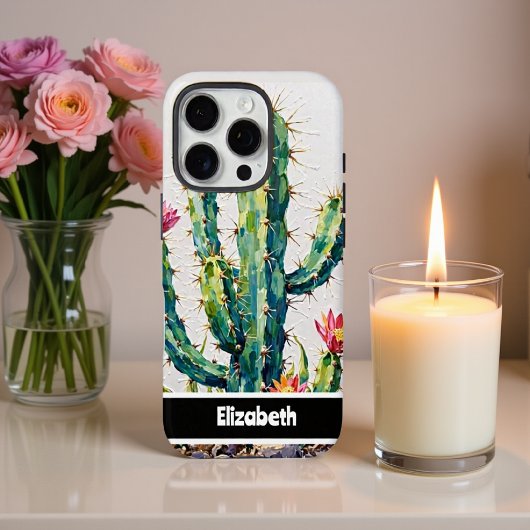Gefextureerde Impasto Cactus Bloom Smartphone Case-Mate iPhone Case