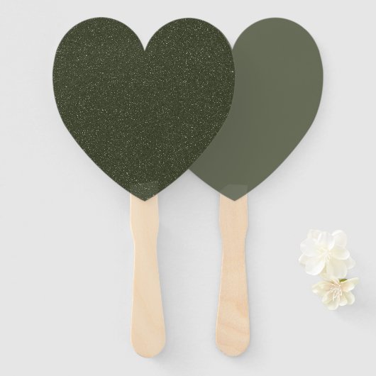 Gefextureerde & Solid Moss Heart Fans (Set) Handwaaier (Voorkant en achterkant)