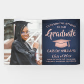 Gefiatteerd 1 Fotomarine & roze roze roze Afstuder Spandoek (Horizontaal)