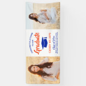 Gefiatteerd 2 Foto modern Oranje en blauw Afstuder Spandoek (Verticaal)