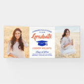 Gefiatteerd 2 Foto modern Oranje en blauw Afstuder Spandoek (Horizontaal)