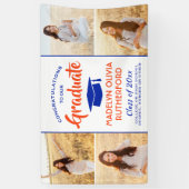 Gefiatteerd 4 Foto Oranje blauw en wit Afstuderen Spandoek (Verticaal)