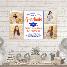 Gefiatteerd 4 Foto Oranje blauw en wit Afstuderen Spandoek