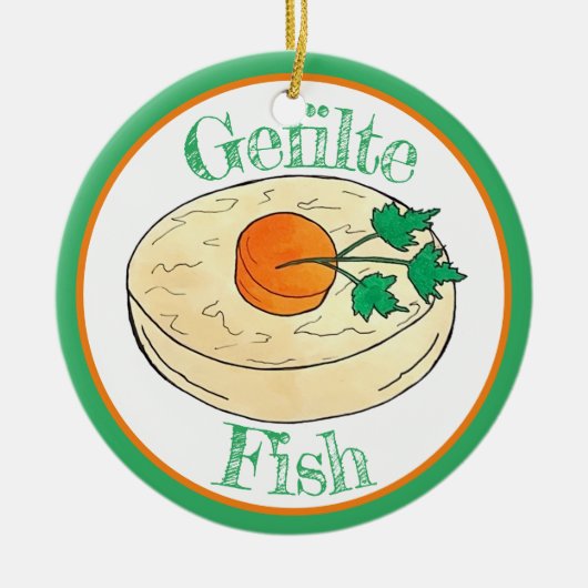 Gefilte Fish Jewish Feestdagen Shabbat Passover Fo Keramisch Ornament (Voorkant)