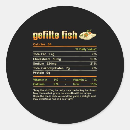 Gefilte Fish Nutrition Facts Family Matching Chris Ronde Sticker (Voorkant)