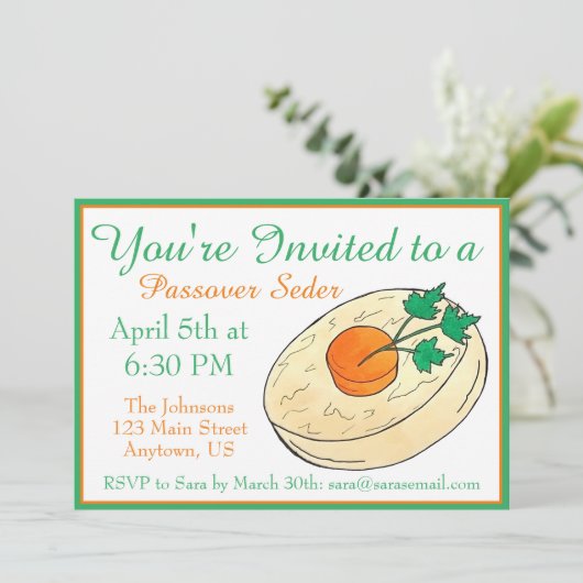 Gefilte Vis Joodse Shabbat Diner Pascha Seder Kaart (Staand voorkant)