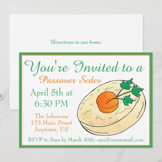 Gefilte Vis Joodse Shabbat Diner Pascha Seder Kaart (Voorkant / Achterkant)