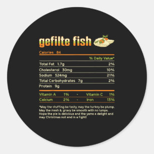Gefilte Vis Voedingsfeiten Familie Overeenkomen Ch Ronde Sticker