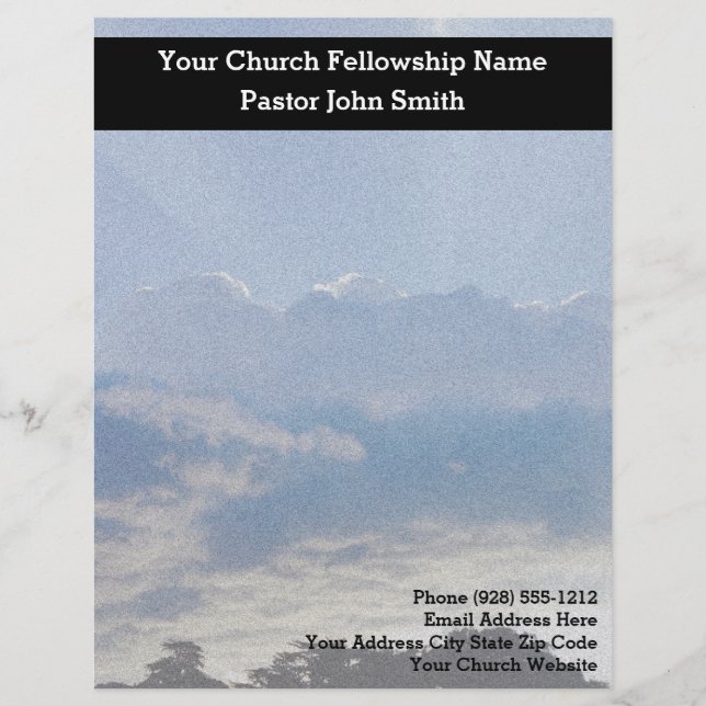 Gefilterd Big Blue Sky Church Business Briefhoofd (Voorkant)