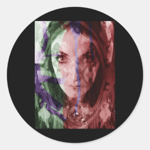 Gefilterde Fotografie Schilderachtige Vrouw Portre Ronde Sticker
