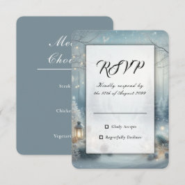 Gefluister over een winterzonnewende-huwelijk RSVP kaartje