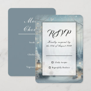 Gefluister over een winterzonnewende-huwelijk RSVP kaartje