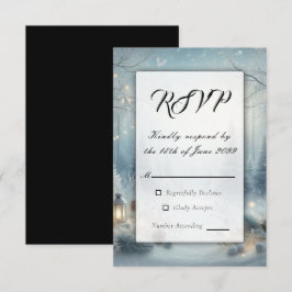 Gefluister over een winterzonnewende-huwelijk RSVP kaartje