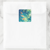 Gefluister van de Koi Vijver Vierkante Sticker (Tas)