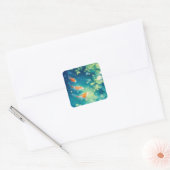 Gefluister van de Koi Vijver Vierkante Sticker (Envelop)