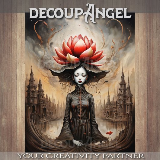 Gefluister van de Lotus - Decoupage - Tissuepapier