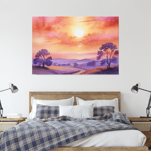 "Gefluister van de zonsondergang" Canvas Afdruk (Insitu (Slaapkamer))