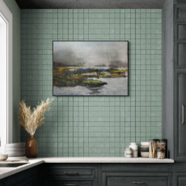 gefluister van een mistige beek foto afdruk