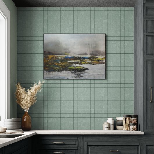 gefluister van een mistige beek foto afdruk