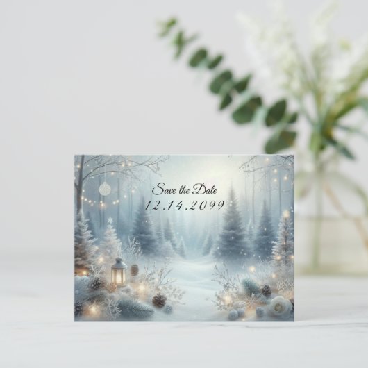 Gefluister van een winterzonnewende aankondigingskaart (Staand voorkant)