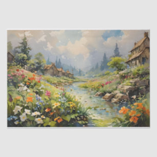 Gefluister van het rivierwater Aquarelschilderij Tissuepapier
