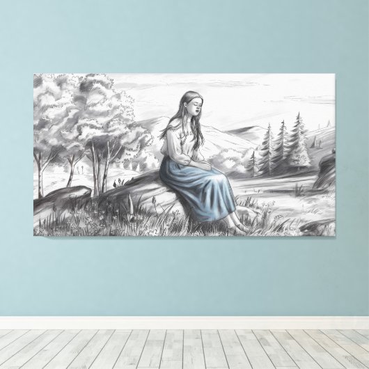 "Gefluister van Natuur: een moment van rust" 🌿🌸 Canvas Afdruk (Insitu (Houten vloer))