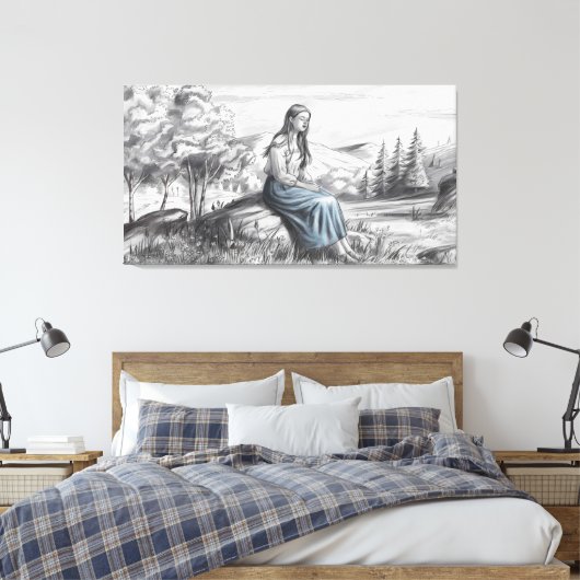 "Gefluister van Natuur: een moment van rust" 🌿🌸 Canvas Afdruk (Insitu (Slaapkamer))