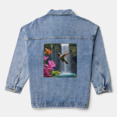 "Gefluister van Natuur: Kolibrie, Waterval, Denim Jacket (Achterkant)