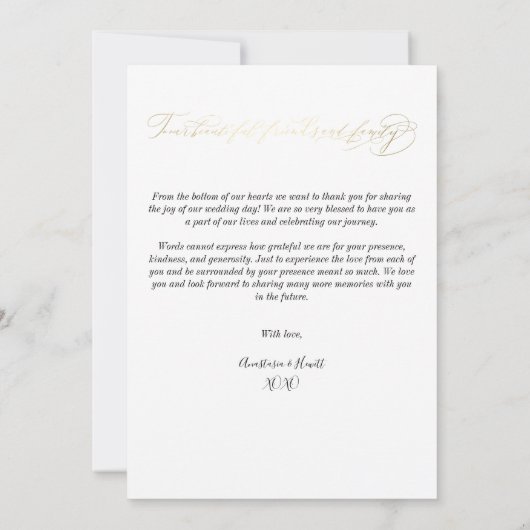 Gefluoreerde kalligrafie Weddenschap Bedankt (Achterkant)