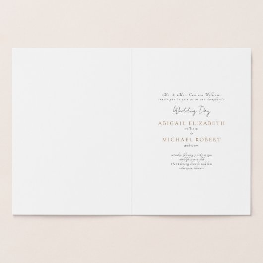 Gefluste Eucalyptus Wedding Gold Foil uitnodiging (Binnen)
