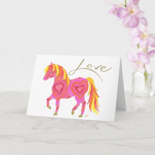 Gefluste kaart roze Love Horse van Sherry Jarvis (Orchidee)