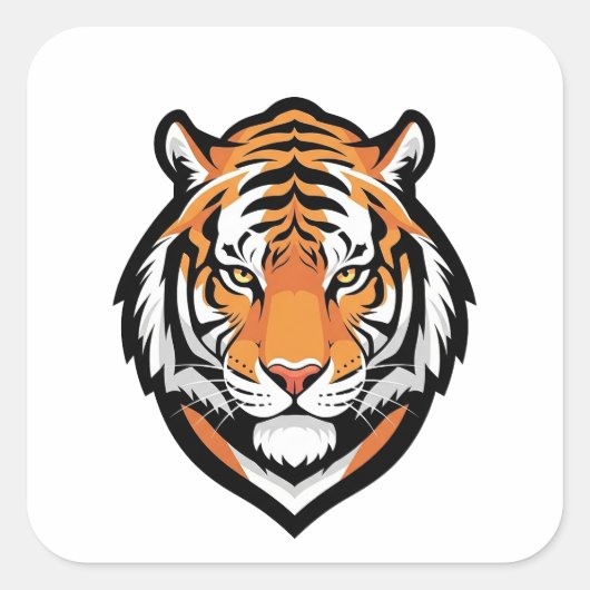 Gefocuste Tijger Illustratie Vierkante Sticker (Voorkant)