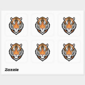 Gefocuste Tijger Illustratie Vierkante Sticker (Vel)