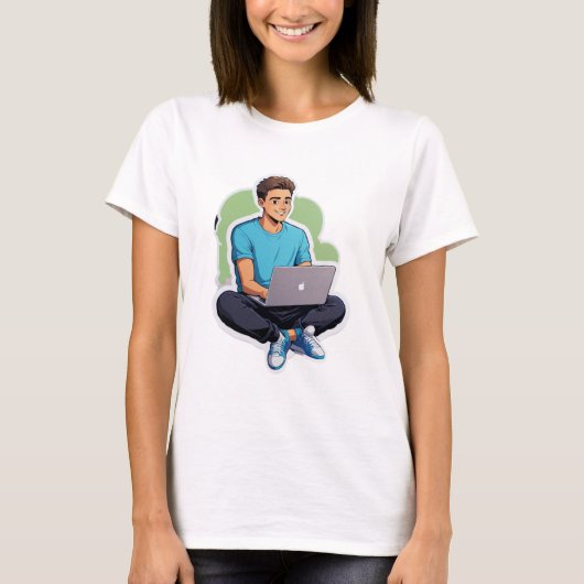 Gefocuste Vibes – Laptopmodus Aan! T-shirt (Voorkant)
