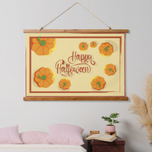 Gefombardeerd wenskaart Happy Halloween-typografie Hangend Wandkleed