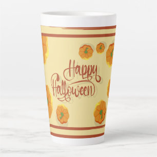 Gefombardeerd wenskaart Happy Halloween-typografie Latte Mok