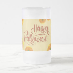 Gefombardeerd wenskaart Happy Halloween-typografie Matglas Bierpul