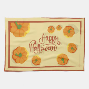 Gefombardeerd wenskaart Happy Halloween-typografie Theedoek