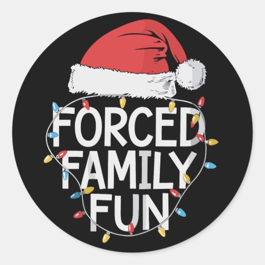 Geforceerd Familiefun Sarcasme Kerst Grappig Ronde Sticker (Voorkant)
